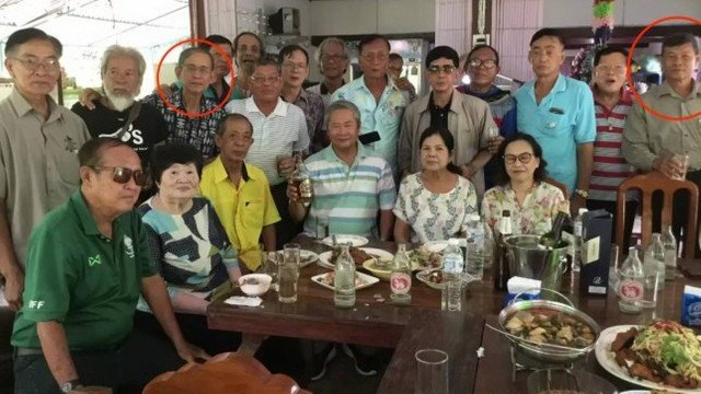 O agressor (destacada à direita) matou a tiros um antigo colega de escola (à esquerda) após almoço de confraternização