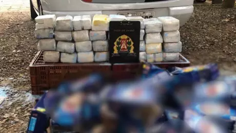 Segundo a PM, ao menos 82 quilos de cocaína estavam escondidos dentro de 30 caixas de sabão em pó Segundo a PM, ao menos 82 quilos de cocaína estavam escondidos dentro de 30 caixas de sabão em pó