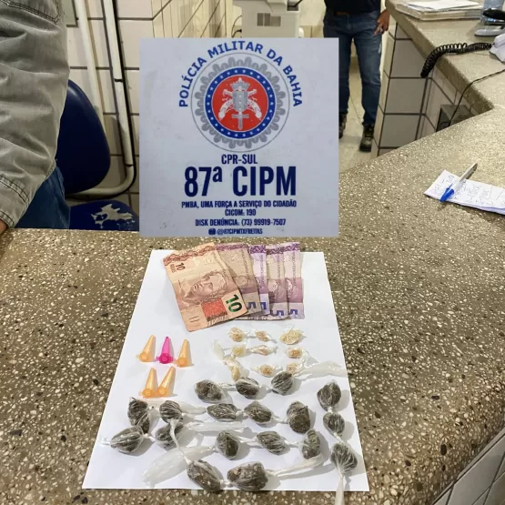 PM prende homem com maconha, cocaína e crack em Teixeira de Freitas