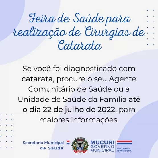 Secretária de Saúde de Mucuri participará de Mutirão de Catarata nos dias 29 e 30 de julho, em Caravelas