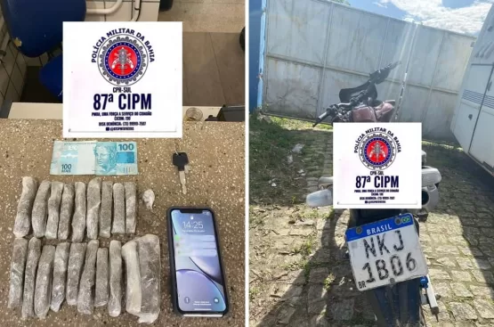 PM prende suspeito que estava indo fazer entrega de droga em Teixeira de Freitas