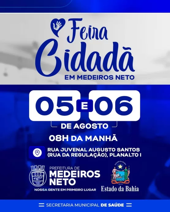 Prefeitura de Medeiros Neto e Governo do Estado promovem Feira da Saúde e Cidadania no município; veja lista de serviços