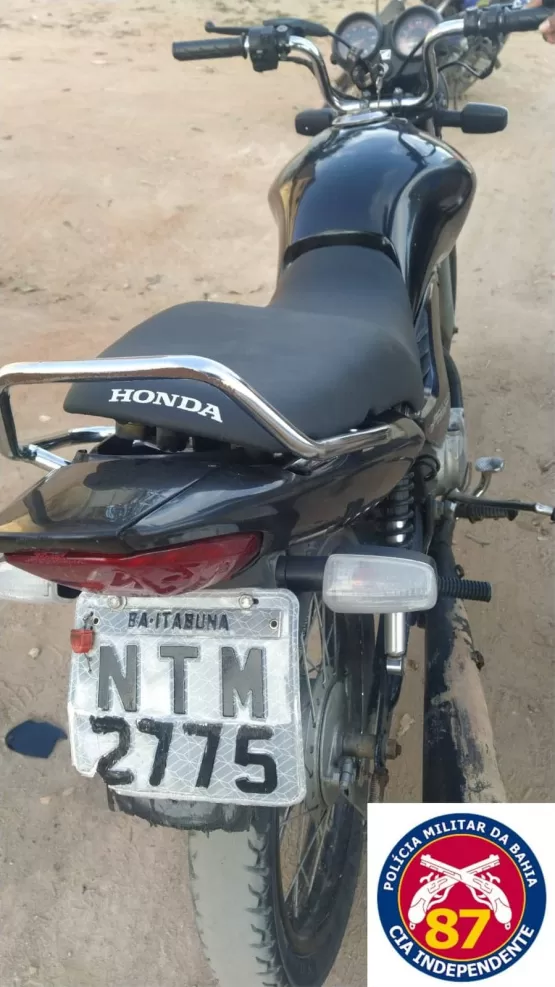 PM apreende moto sem a numeração do chassi e do motor em Teixeira de Freitas
