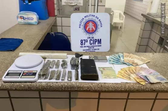 PM apreende quase 1 kg de maconha, cocaína e dinheiro do tráfico em Teixeira de Freitas
