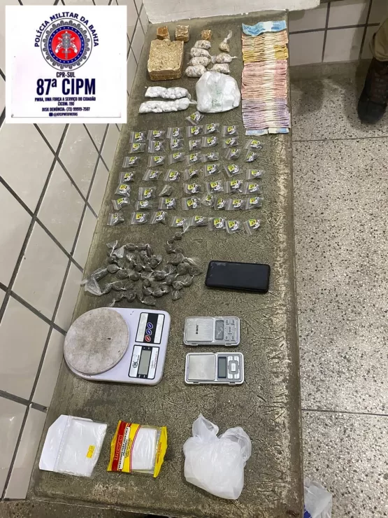 Homem é preso pela PM com quase 2 kg de drogas em Teixeira de Freitas