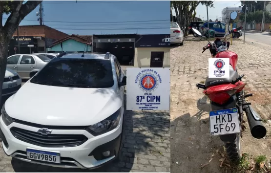 PM recupera carro e moto roubados em Teixeira de Freitas