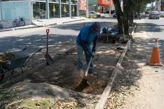 Prefeitura de Teixeira de Freitas efetua serviço de revitalização de canteiros da Avenida Kaikan