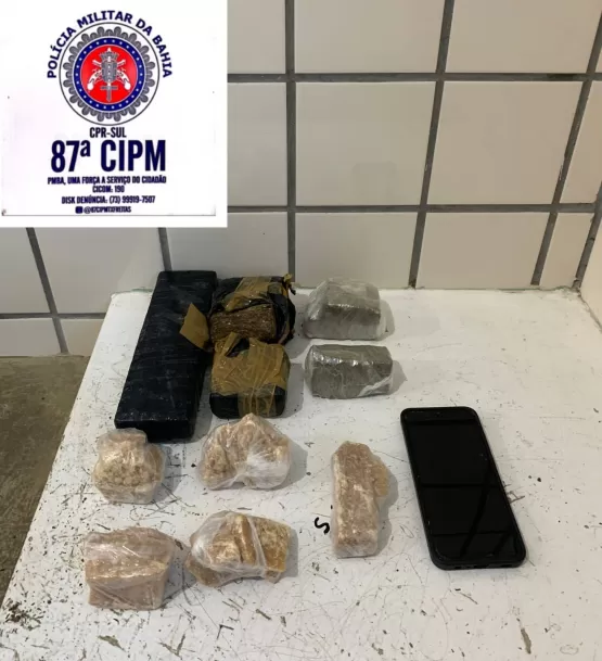 PM prende em flagrante em Teixeira de Freitas homem com quase dois quilos de maconha e crack
