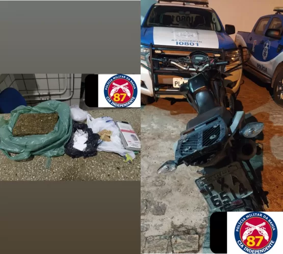 PM apreende droga e moto com numeração adulterada no São Lourenço, em Teixeira de Freitas