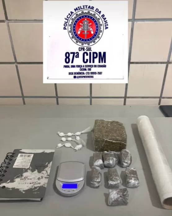 PM apreende maconha e cocaína em Teixeira de Freitas 