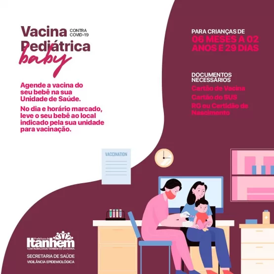 Saúde de Itanhém inicia vacinação “Baby” contra covid-19 para crianças de 6 meses a 2 anos, com comorbidades