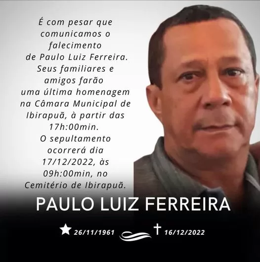 Morre Paulinho Contador