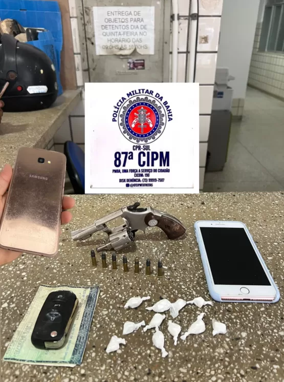 PM prende motorista  com arma e droga  em Teixeira de Freitas