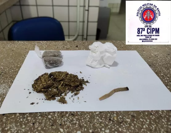PM prende suspeito de tráfico em Teixeira de Freitas com maconha e cocaína