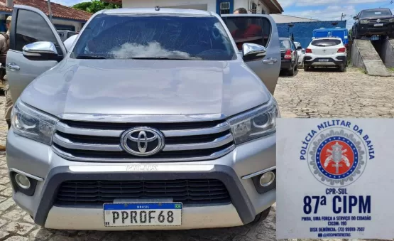 PM apreende Hilux que havia sido roubada horas antes em Teixeira de Freitas