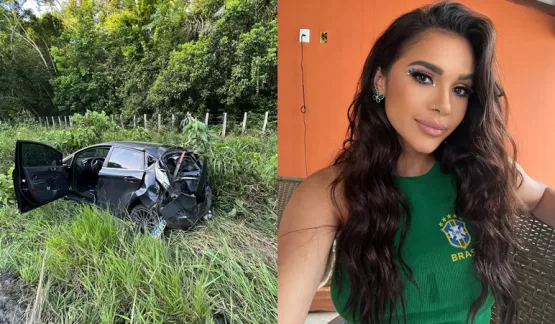 Ex-BBB Gizelly Bicalho sofre acidente de carro em rodovia de Prado