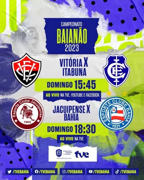 Vitória x Itabuna e Jacuipense x Bahia domingo na TVE