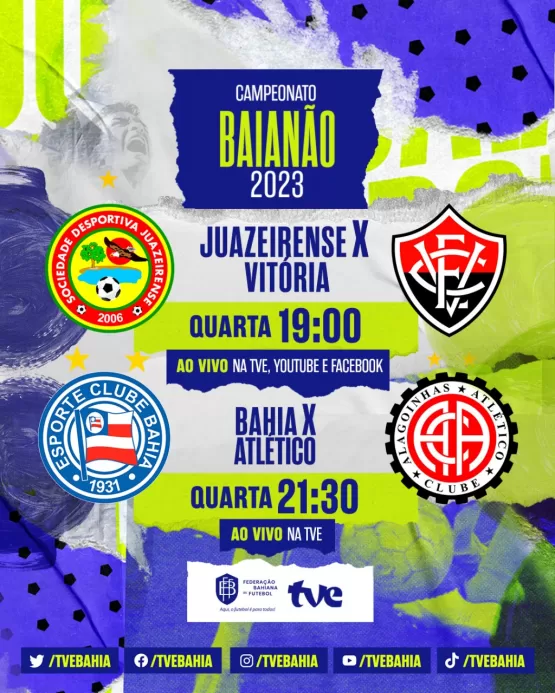 Juazeirense x Vitória e Bahia x Atlético ao vivo na TVE