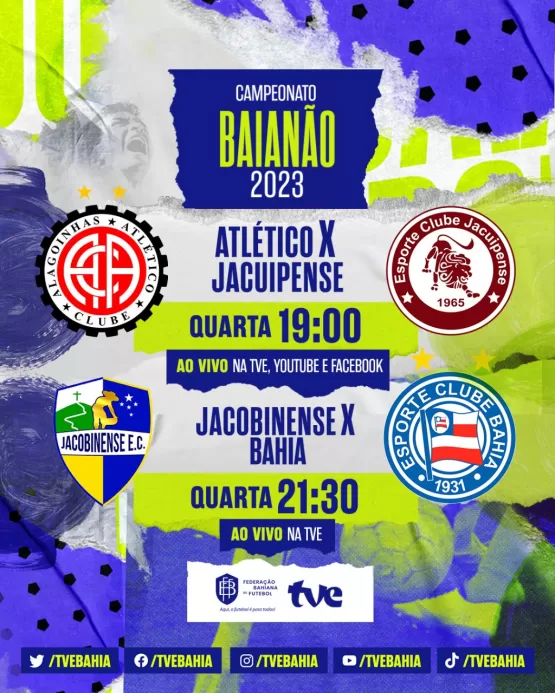 Atlético x Jacuipense e Jacobinense x Bahia ao vivo será transmitido nesta quarta-feira