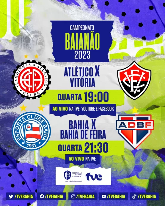 Atlético x Vitória e Bahia x Bahia de Feira será transmitido nesta quarta