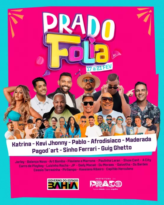 Prefeitura divulga programação completa do Prado Folia 2023
