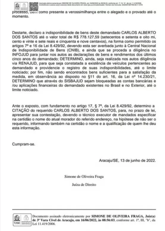 Dom Carlos Alberto, ex bispo de Teixeira de Freitas tem bem bloqueados pela justiça