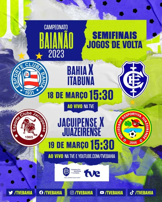 Sábado e domingo tem Bahia x Itabuna e Jacuipense x Juazeirense 