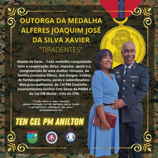  COMANDANTE DA CIPE/MATA ATLÂNTICA É CONDECORADO COM A MEDALHA ALFERES TIRADENTES