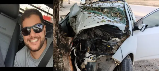 Uma pessoa morreu e outra ficou ferida após colisão de carro contra árvore em avenida de Teixeira de Freitas