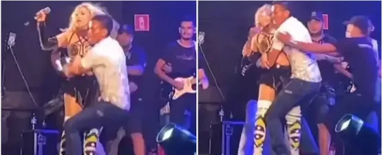 Vídeo: fã invade palco e agarra Joelma durante show