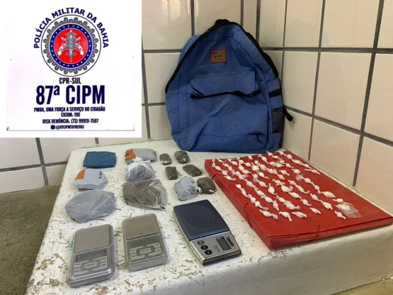  PM apreende 380g de maconha e 70 papelotes de cocaína em Teixeira de Freitas
