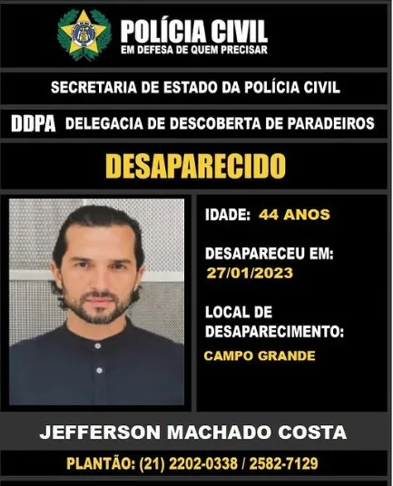 Polícia encontra corpo de ator Jeff Machado concretado dentro de baú no Rio
