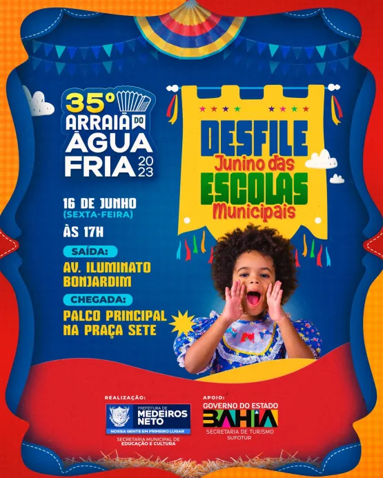 Desfile junino das escolas municipais marca início do 35º Arraiá do Água Fria na próxima sexta (16)