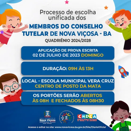 Prova para Conselho Tutelar em Nova Viçosa acontece dia 02 de julho