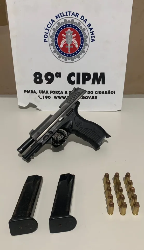 Casal é preso com munições e pistola .40 em Itabatã