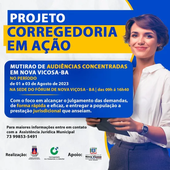 Mutirão de Audiências Concentradas do Projeto Corregedoria em Ação ocorrerá em Nova Viçosa