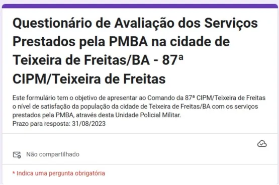 Participe: 87ª CIPM busca opinião da população sobre serviços da PM em Teixeira de Freitas