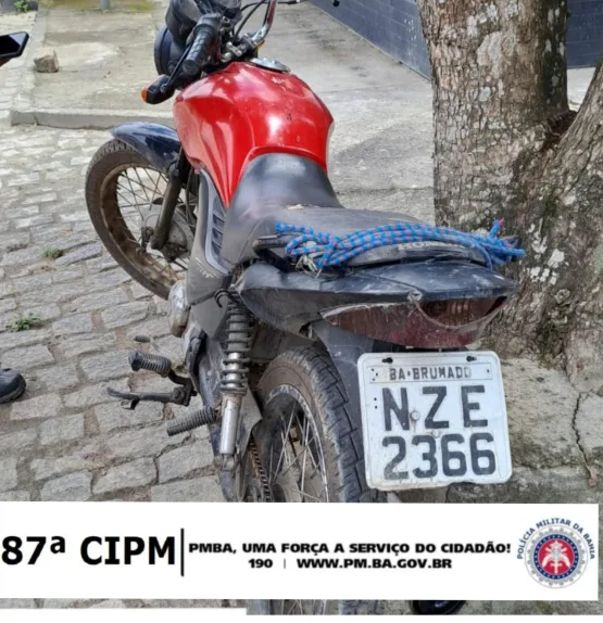 87ª CIPM apreende moto com adulteração nos sinais identificadores em Teixeira de Freitas