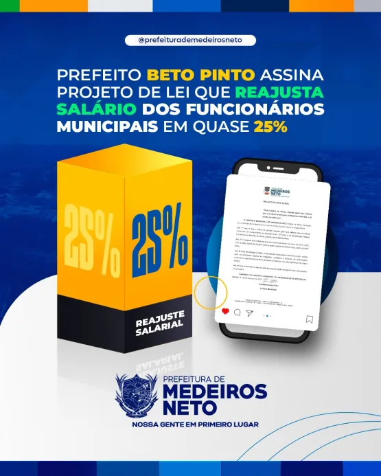 Prefeito Beto Pinto assina projeto de lei que reajusta salário dos funcionários municipais em quase 25%