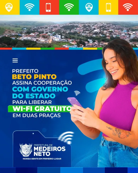 Prefeito Beto Pinto assina cooperação com Governo do Estado para liberar Wi-Fi gratuito em duas praças