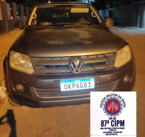 87ª CIPM recupera em Teixeira de Freitas caminhonete roubada