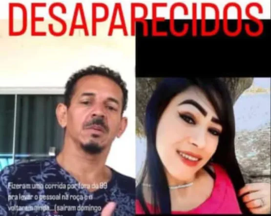 Confirmado - Casal de motorista de aplicativo que estava desaparecido é encontrado morto próximo a Pixixica