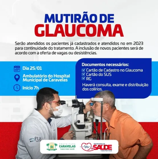 Mutirão de Glaucoma oferece atendimento especial no Hospital Municipal em Caravelas