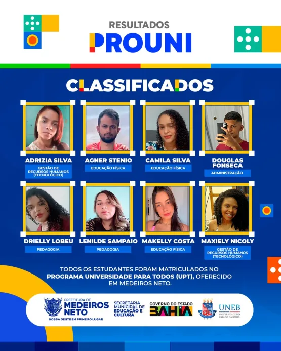 Prefeitura de Medeiros Neto comemora classificação de estudantes do UPT no ProUni