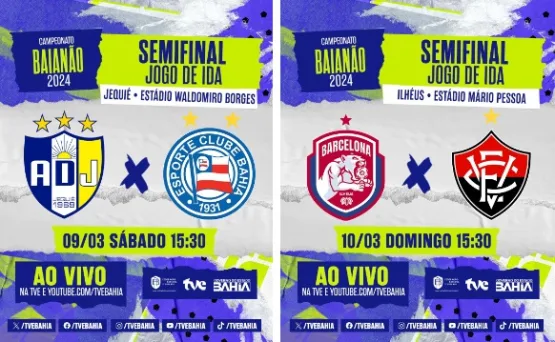 Jequié x Bahia e Barcelona x Vitória fazem as semifinais na TVE