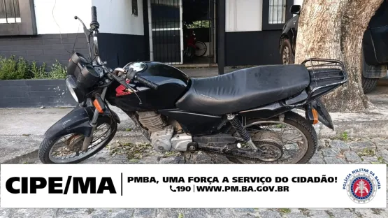 Motocicleta roubada é recuperada pela CIPE/Mata Atlântica em Teixeira de Freitas