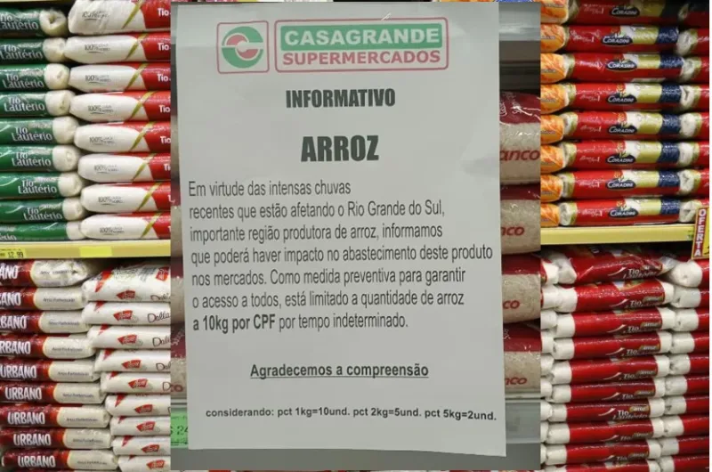 Desastre climático no RS: Supermercados limitam venda de arroz e preços podem ser afetados
