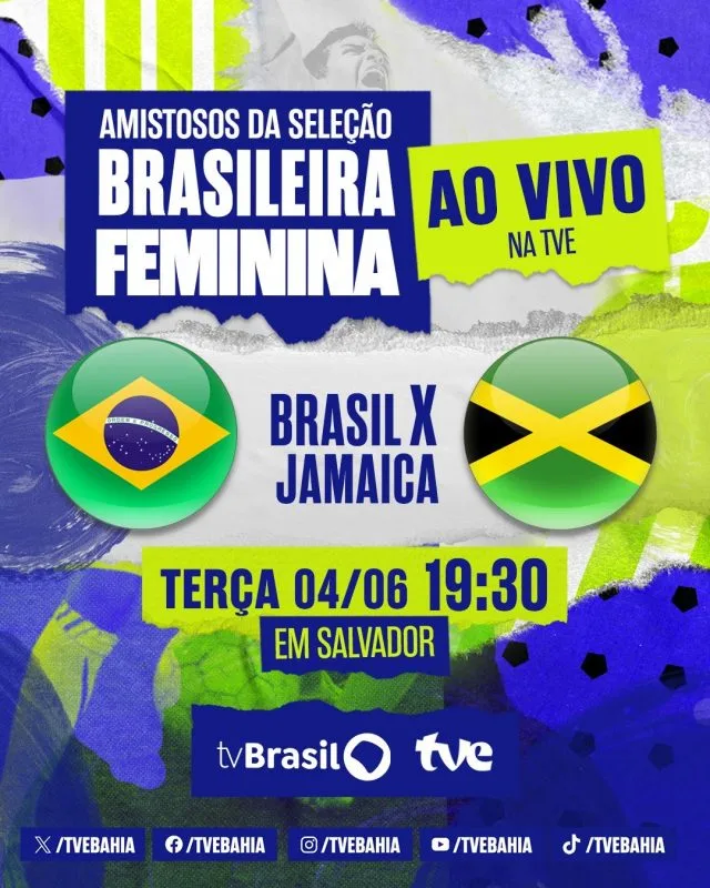 TVE transmite amistoso da Seleção Feminina de Futebol, nesta terça-feira (4)
