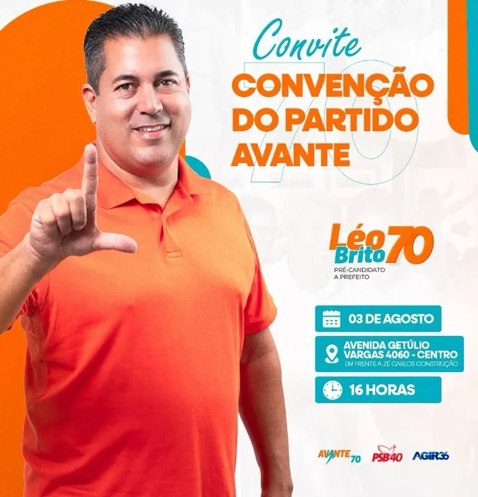 Convenção que oficializa Léo Brito como candidato a prefeito de Teixeira de Freitas acontece neste sábado (3)