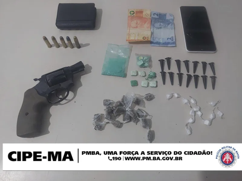 Cinco suspeitos foram presos pela CIPE/MA com  drogas e arma de fogo em Santa Cruz Cabrália